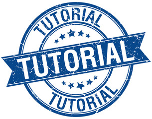 tutorial grunge retro blue isolated ribbon stamp