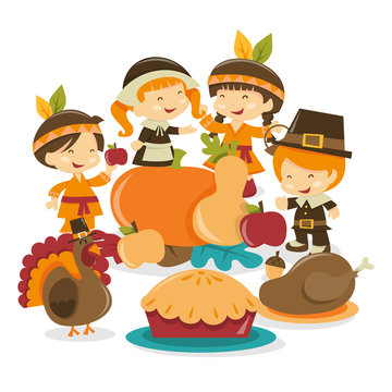 Retro Autumn Festival Thanksgiving Scene