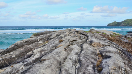 Fototapeta na wymiar Rock coastline in Seychelles