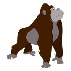 Cartoon Gorilla Looking To The Side