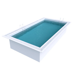 Rectangular pool with water. 3d illustration.