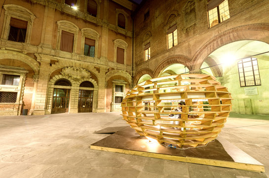 Bologna. Piazza Maggiore At Night, Italy