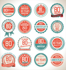 Fototapeta premium Anniversary label collection, 80 years