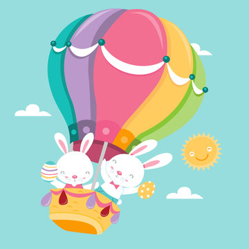 Super Cute Easter Bunnies Hot Air Balloon
