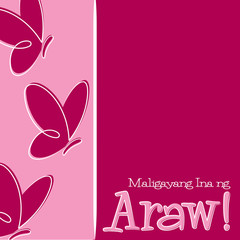 Hand Drawn Tagalog Happy Mother's Day card in vector format.