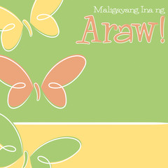 Hand Drawn Tagalog Happy Mother's Day card in vector format.