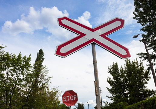 Single Track Railway Crossing Sign