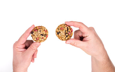 Cookie with sunflower seeds, nuts and raisins