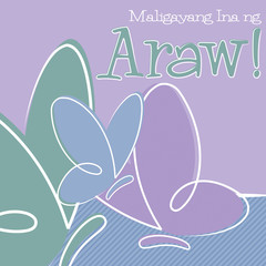 Hand Drawn Tagalog Happy Mother's Day card in vector format.