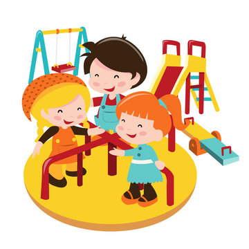 Kids At Playground Stock Vector | Adobe Stock Kids At Playground Stock Vector | Adobe Stock