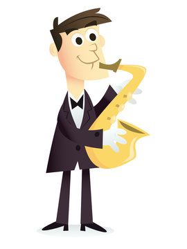 Cartoon Saxophone Player
