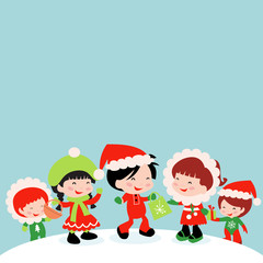 Christmas Winter Kids copy space
