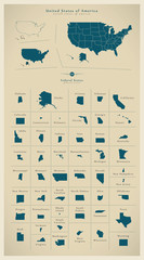 Modern BIG Map - United States of America with federal states US