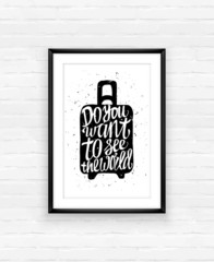Motivational travel poster with suitcase