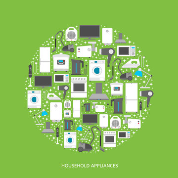 Household appliances flat icons