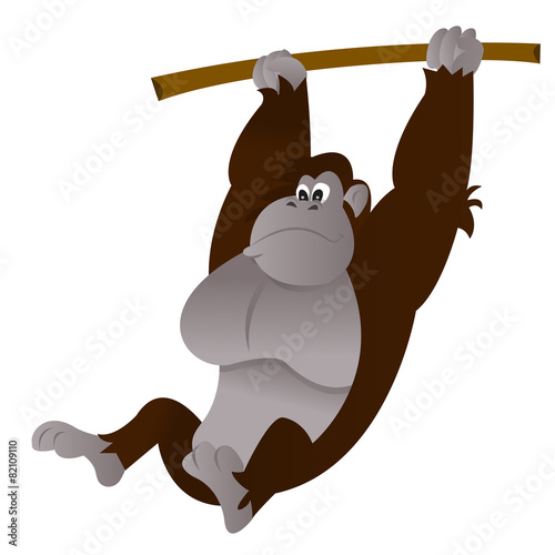 Cartoon Gorilla Swinging Tree Branch Stock Image And