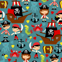 Retro Pirate Adventure Seamless Pattern Background