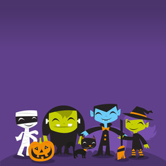 Jolly Halloween Monsters copy space Background
