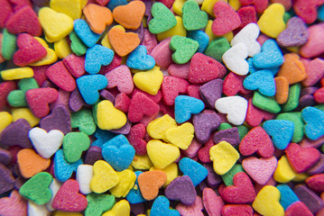 Macro of Sugar Hearts powder background