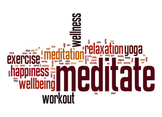 Meditate word cloud with white background