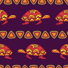 Vector seamless decorative pattern with multicolor ornamental tu