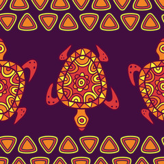 Vector seamless decorative pattern with multicolor ornamental tu