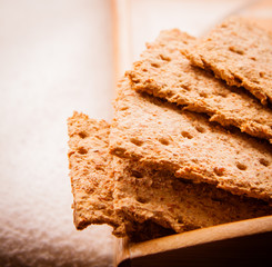 Tray with crispbreads
