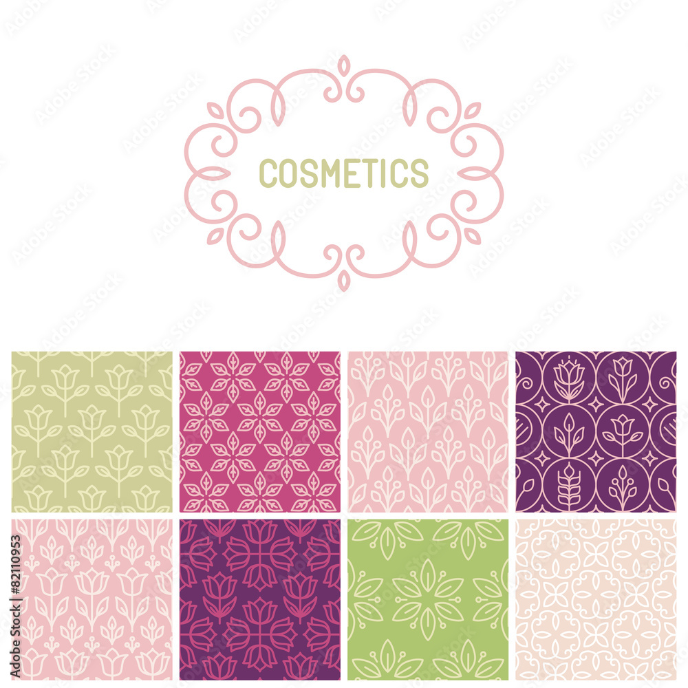 Aufkleber vector set of floral border and seamless patterns