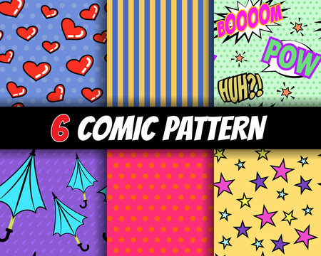 seamless comic pattern vector set