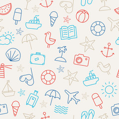 Summer Icons Seamless Pattern