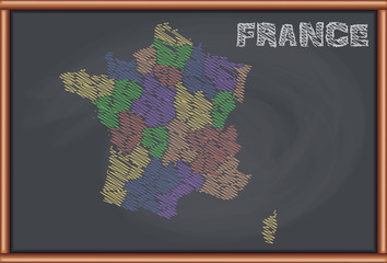 Blackboard with the Map of France