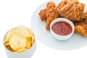 fried chicken is isolated