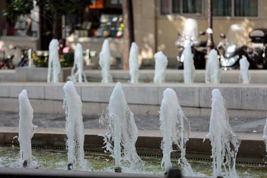 Fountains at Place de la Sorbonne.  Paris, France