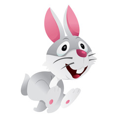 Fototapeta na wymiar Cartoon Rabbit Jumping Out of Joy