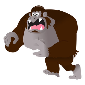 Angry Cartoon Gorilla Lunging Forward
