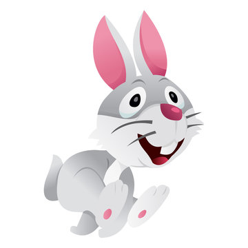 Cartoon Rabbit Jumping Out of Joy