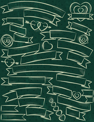 set of ribbon over green background, vector