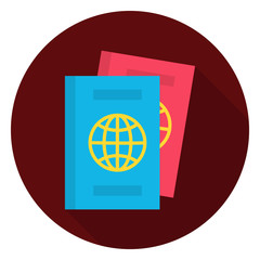 Flat Passport Documents Circle Icon