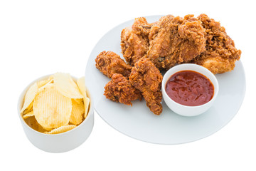 fried chicken is isolated