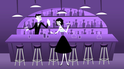 Mid Century Modern Retro Bar Scene