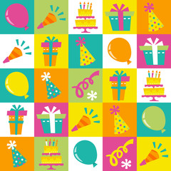 Retro Birthday Extravaganza Tiles Pattern Background