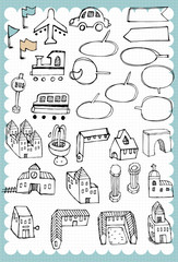 Hand drawn travel set 04