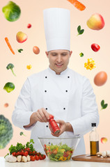 happy male chef cook cooking food