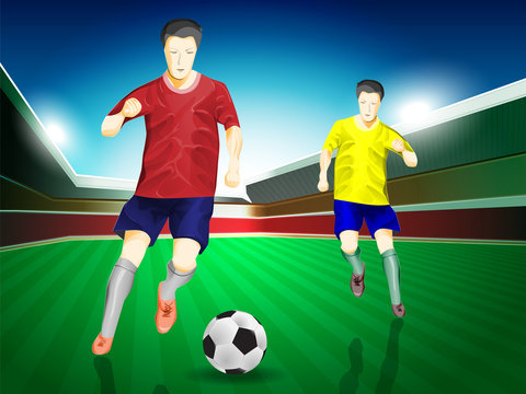 soccer player in match, vector design concept