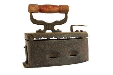 Old iron rust and antique iron on white background