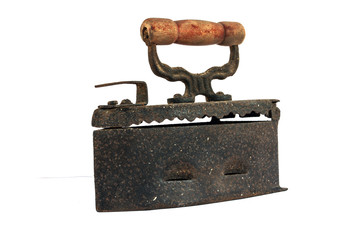 Old iron rust and antique iron on white background