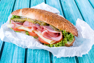 Submarine sandwich packed