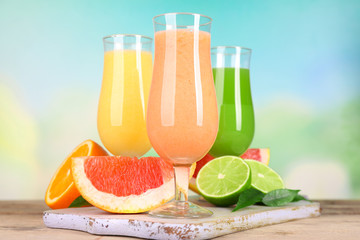 Fresh summer cocktails with fruits