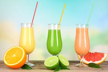 Fresh summer cocktails with fruits