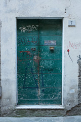 Portone di legno vecchio, verde